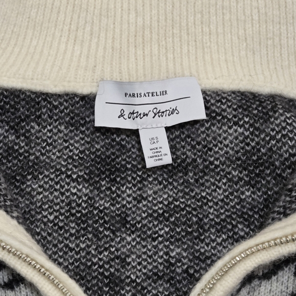 & Other Stories Half Zip Alpaca Wool Knit Houndstooth Sweater Size Small - Picture 4 of 8